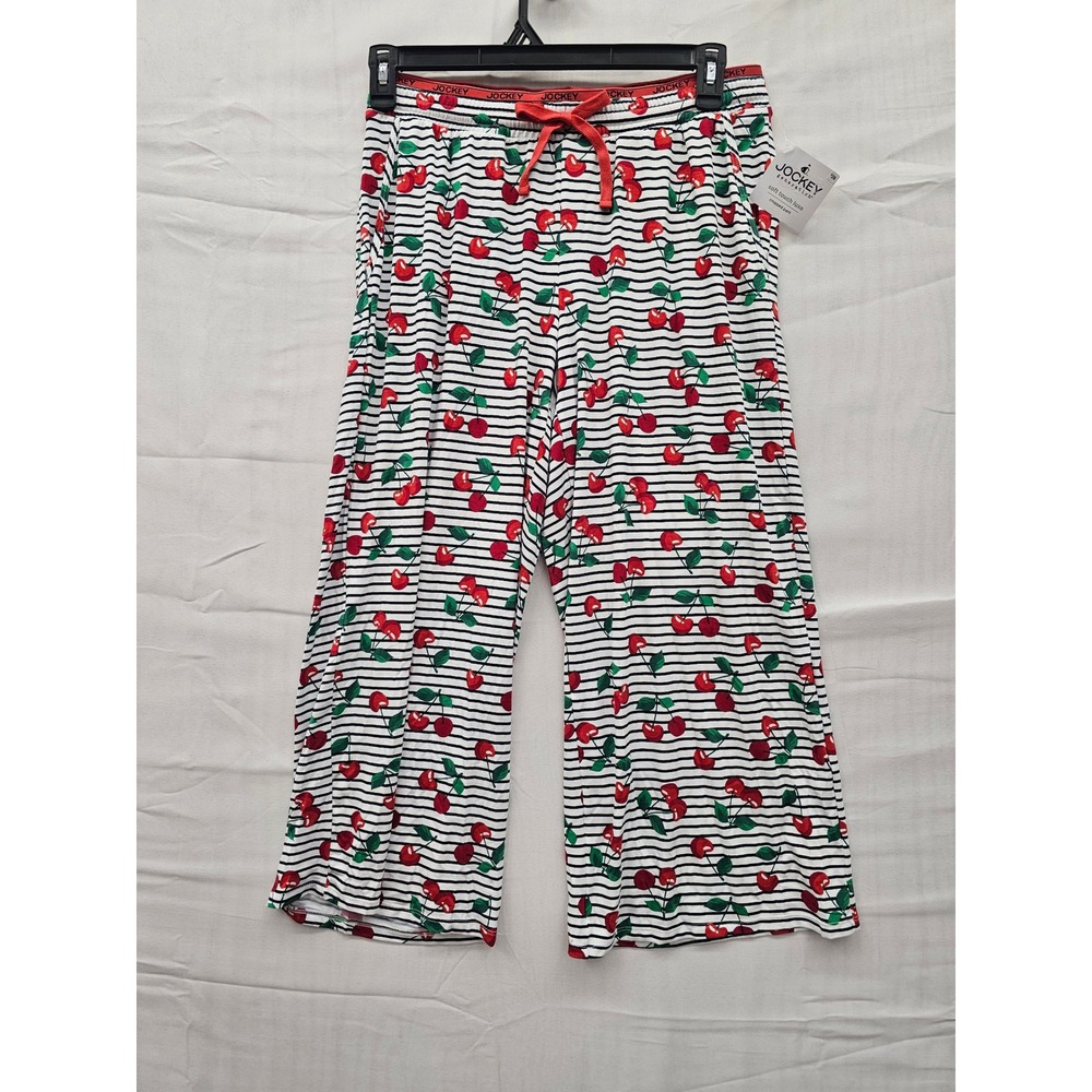 Jockey Generation Womens Cherry Stripe Pajama Pants Soft Touch Luxe‎ M New